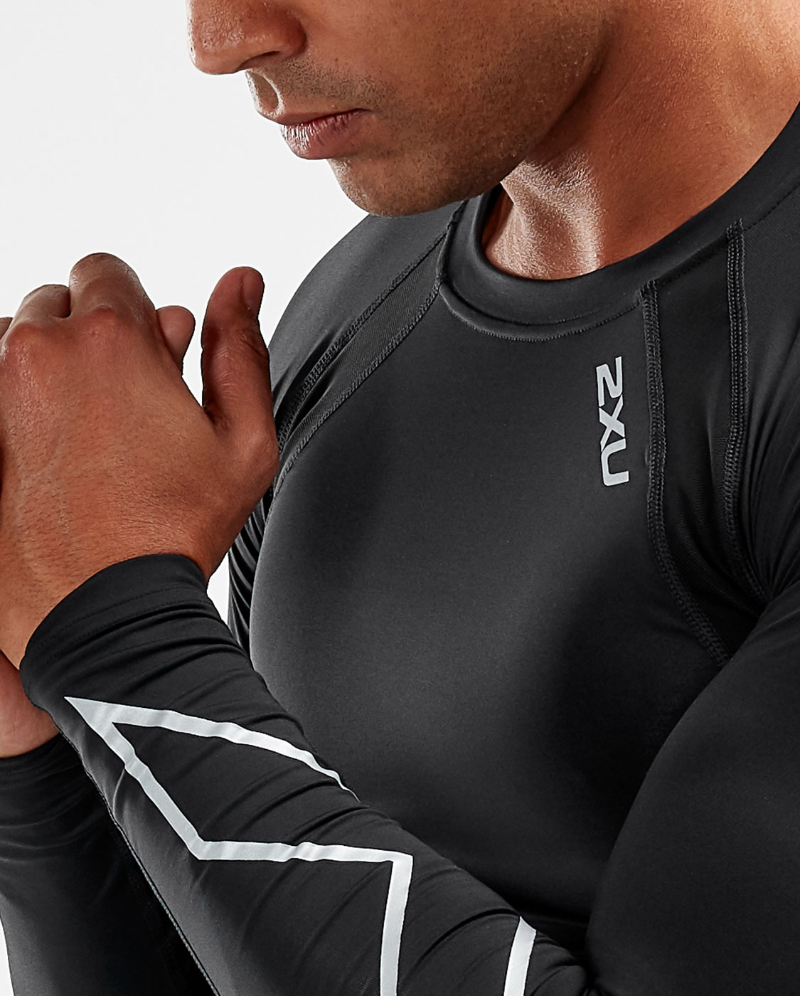 2XU Men's Compression Long Sleeve Top - Black/Silver MA2308A