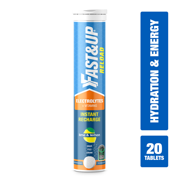 Fast&Up Reload Electrolytes Energy & Instant Hydration Sports Drink - 20 Effervescent Tablets - Lime&Lemon Flavour