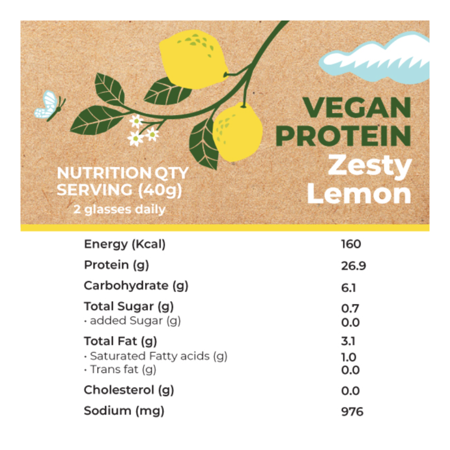 Foodstrong Vegan Protein | Zesty Lemon | 480 G