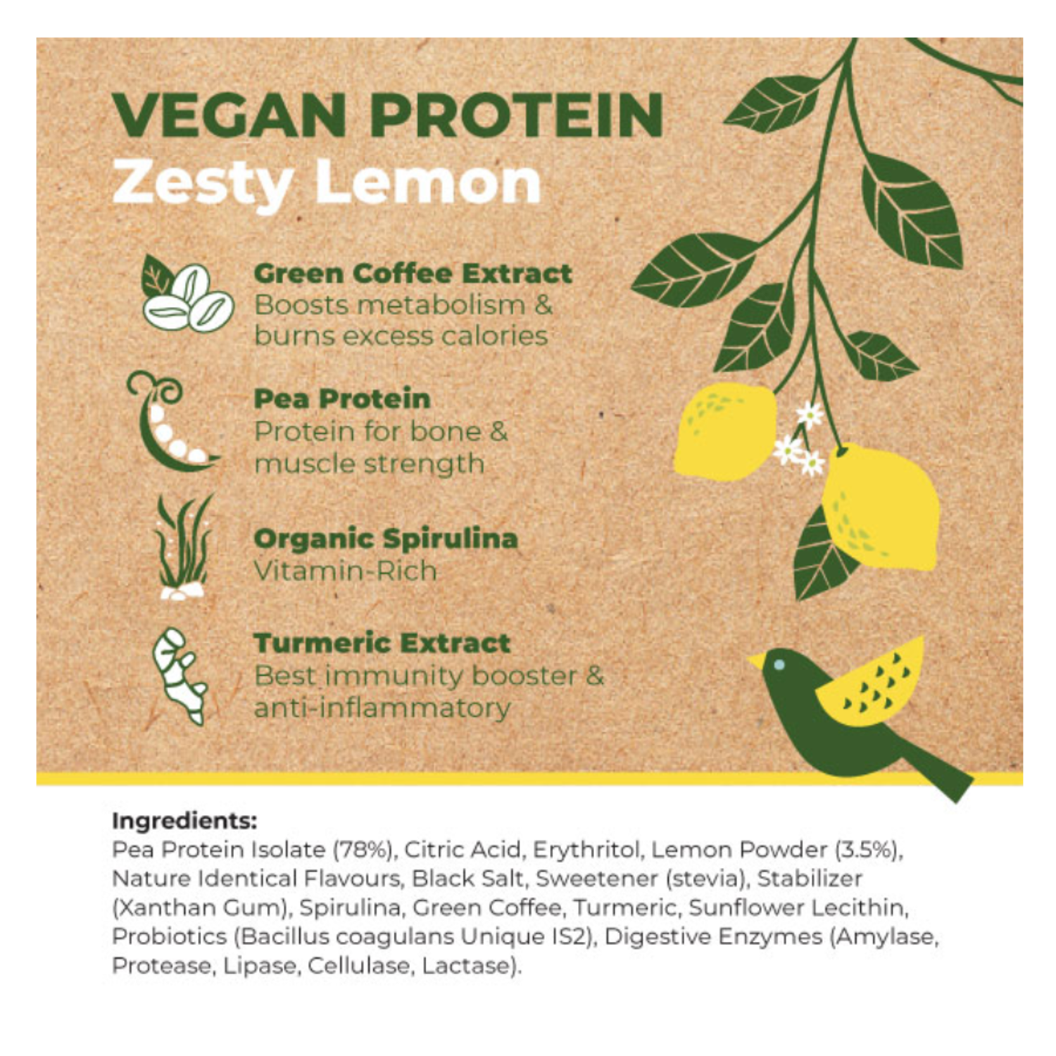 Foodstrong Vegan Protein | Zesty Lemon | 480 G