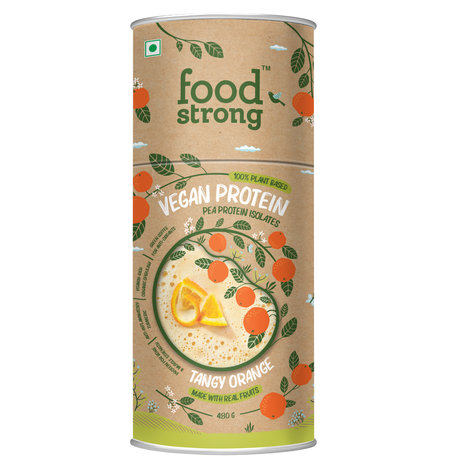 Foodstrong Vegan Protein | Tangy Orange | 480 G