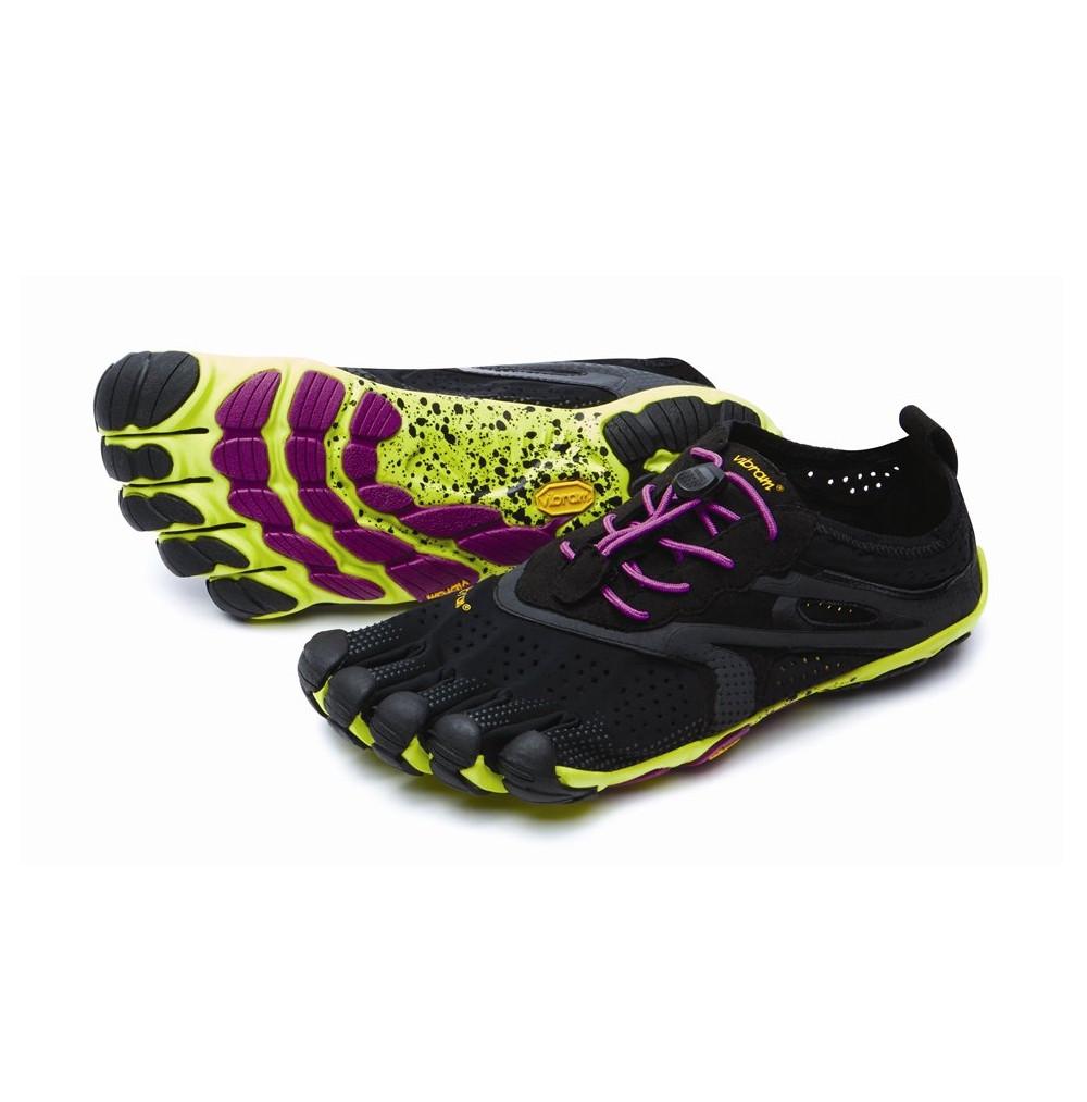 Vibram V-RUN Women Running Shoe-Black/Yellow/Purple