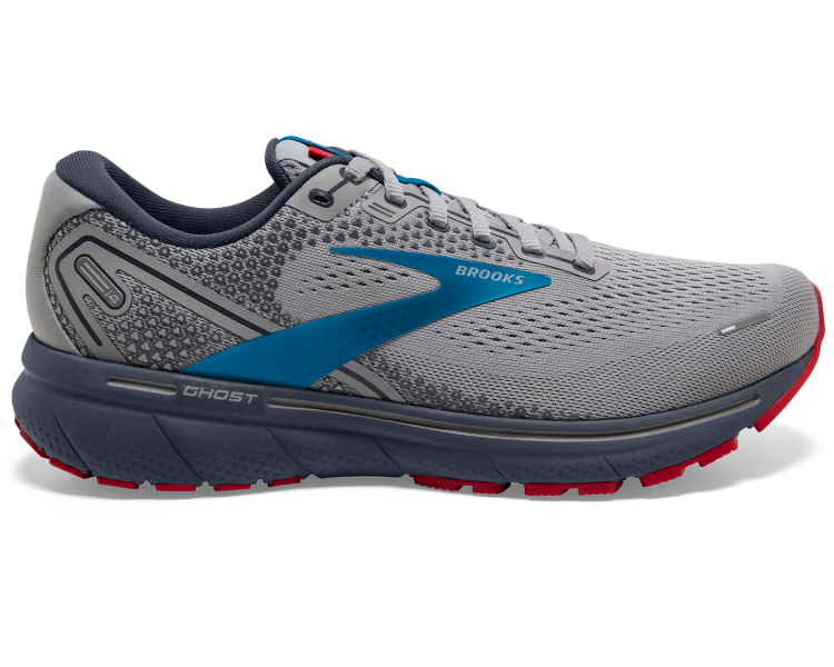 Brooks Ghost 14 Mens Running Shoes-Grey/Blue/Red