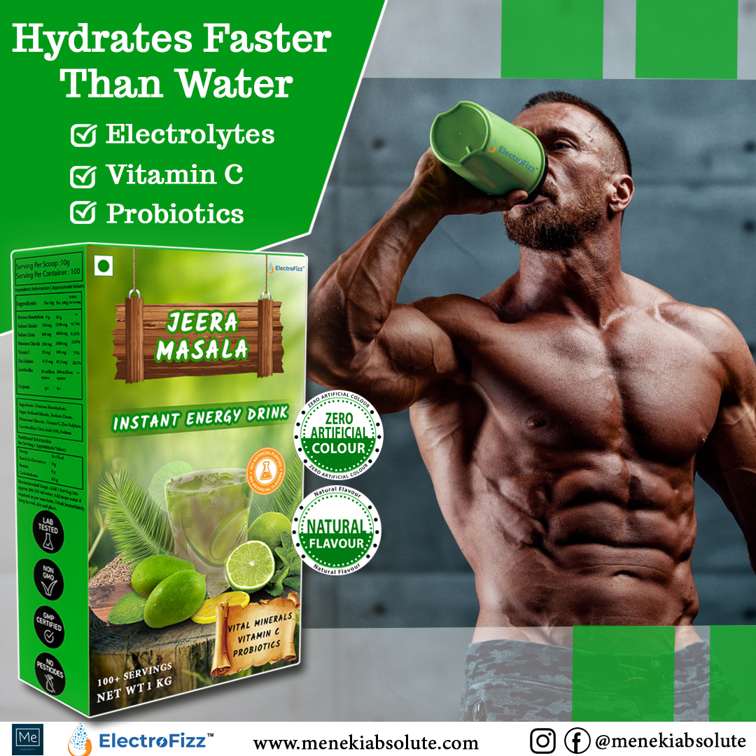 ElectroFizz Instant Energy Powder For Workout- Electrolytes, Vitamin C, Probiotics- Jeera Masala