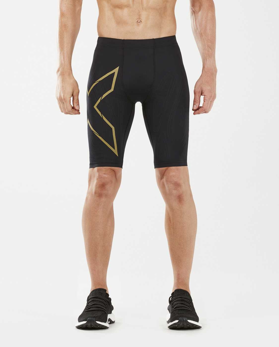 2XU Men's Light Speed Comp Shorts Black/Gold Reflective MA5331B