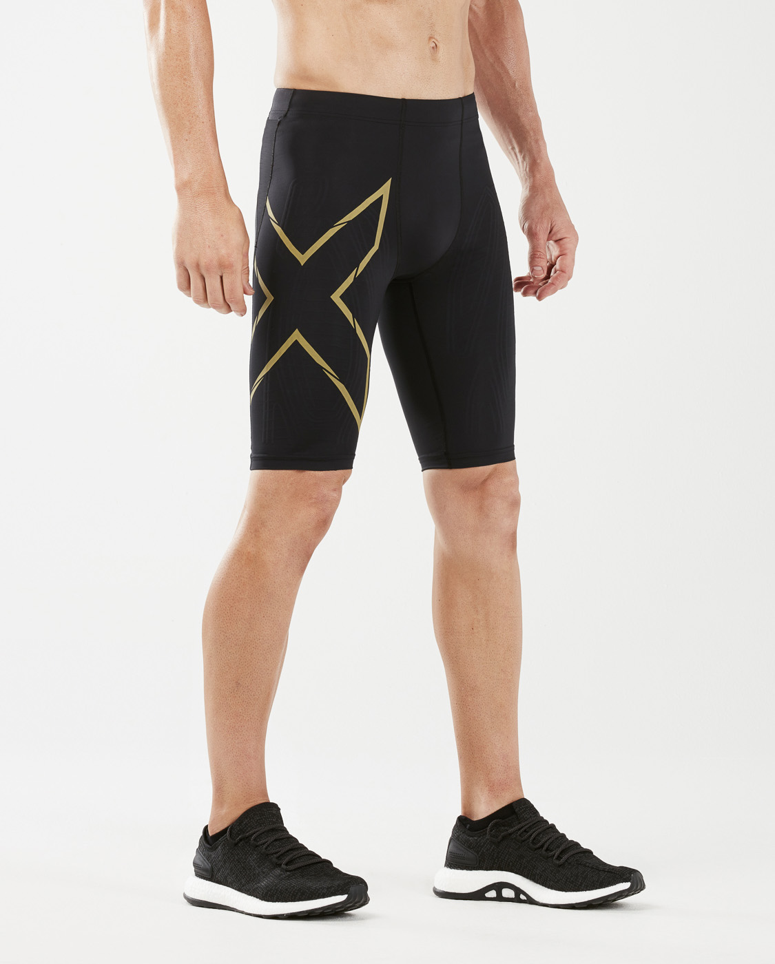 2XU Men's Light Speed Comp Shorts Black/Gold Reflective MA5331B