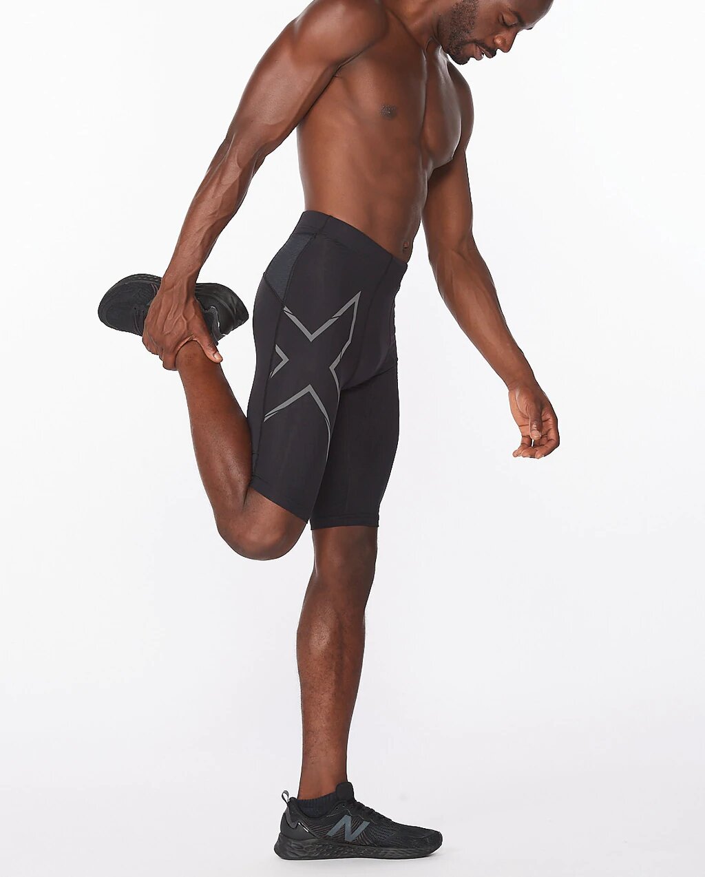 2XU Men's Light Speed Comp Shorts Black/Blue Reflective