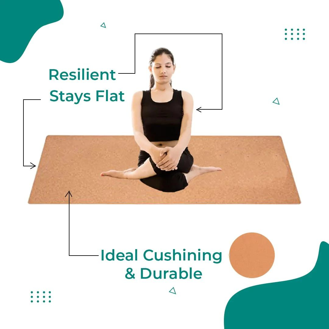 Cork Yoga Mats-Printed Text Of -'Not Addicted To Yoga' - Latex Base Grip-Brown