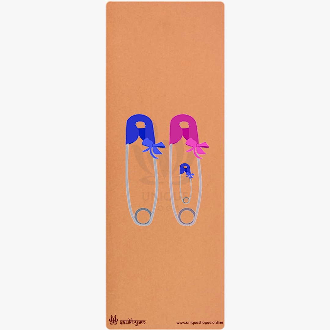 Cork Yoga Mats-Printed Design Of -'We Are Pregnant' - Latex Base Grip-Pink
