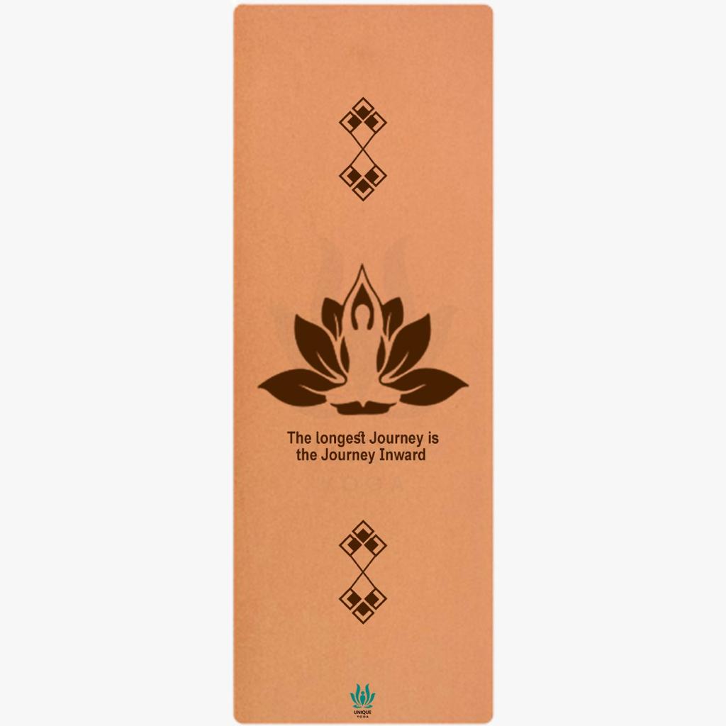 Yoga Mats-Printed Design-'The Longest Journey Is The Journey Inward'- Eva Base Grip 2MM-Brown