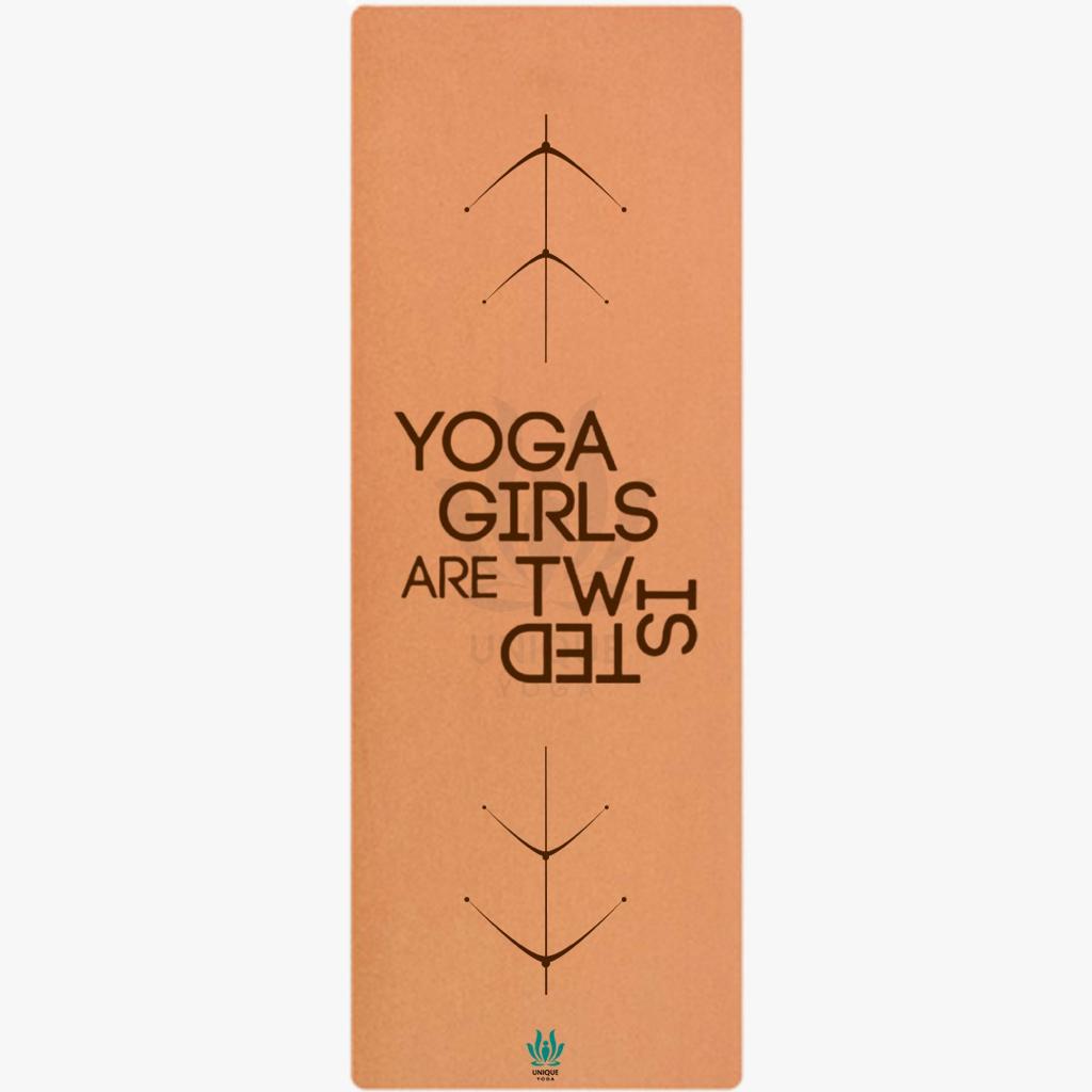 Yoga Mats-Printed Design-'Yoga Girls Are Twisted'- Eva Base Grip 5MM-Brown