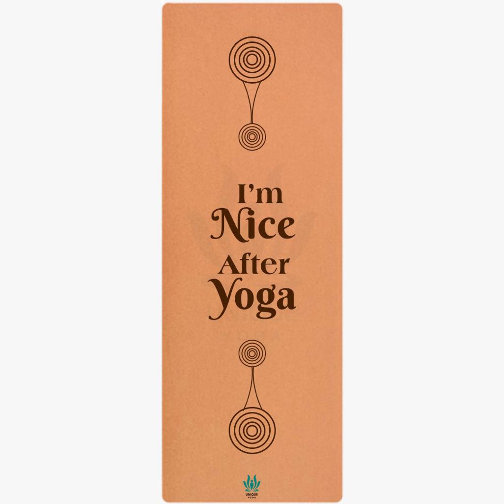 Yoga Mats-Printed Design-'I'm Nice After Yoga'- Eva Base Grip 5MM-Brown