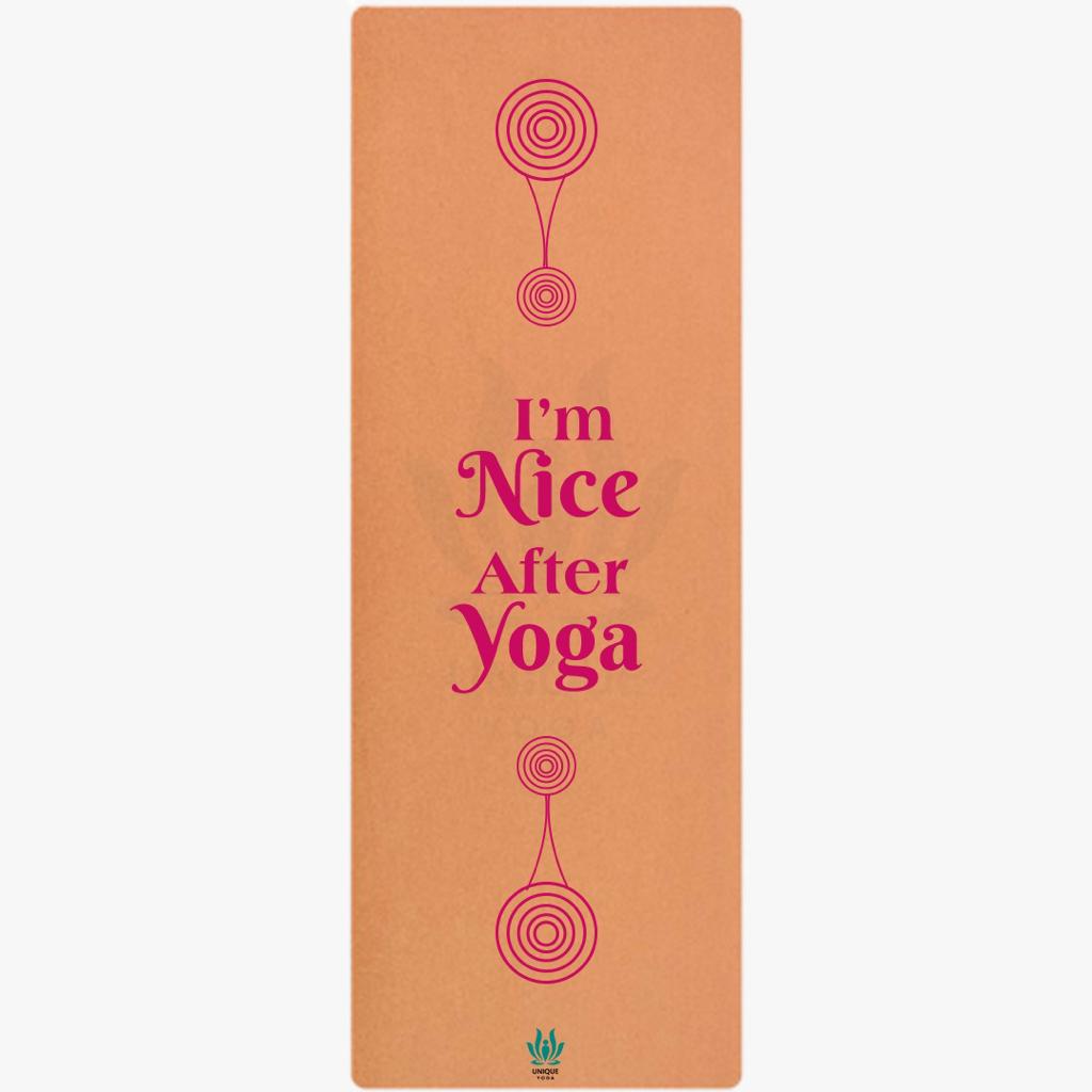 Yoga Mats-Printed Design-'I'm Nice After Yoga'- Eva Base Grip 5MM-Pink