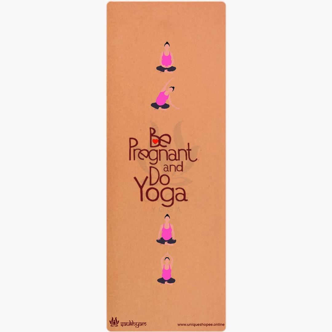 Yoga Mats-Printed Design-'Be Pregnant Do Yoga'- Eva Base Grip 5MM-Brown