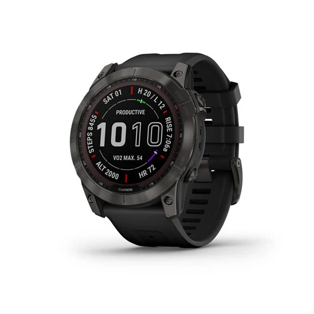 Garmin Smart Watch Fenix 7X Solar (Sapphire /Ti Carbon Grayc W/ Silicon Band