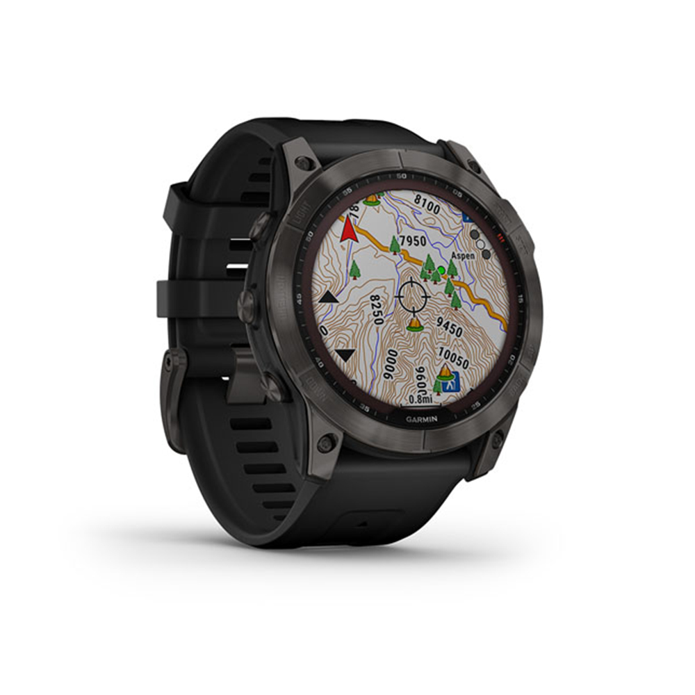 Garmin Smart Watch Fenix 7X Solar (Sapphire /Ti Carbon Grayc W/ Silicon Band