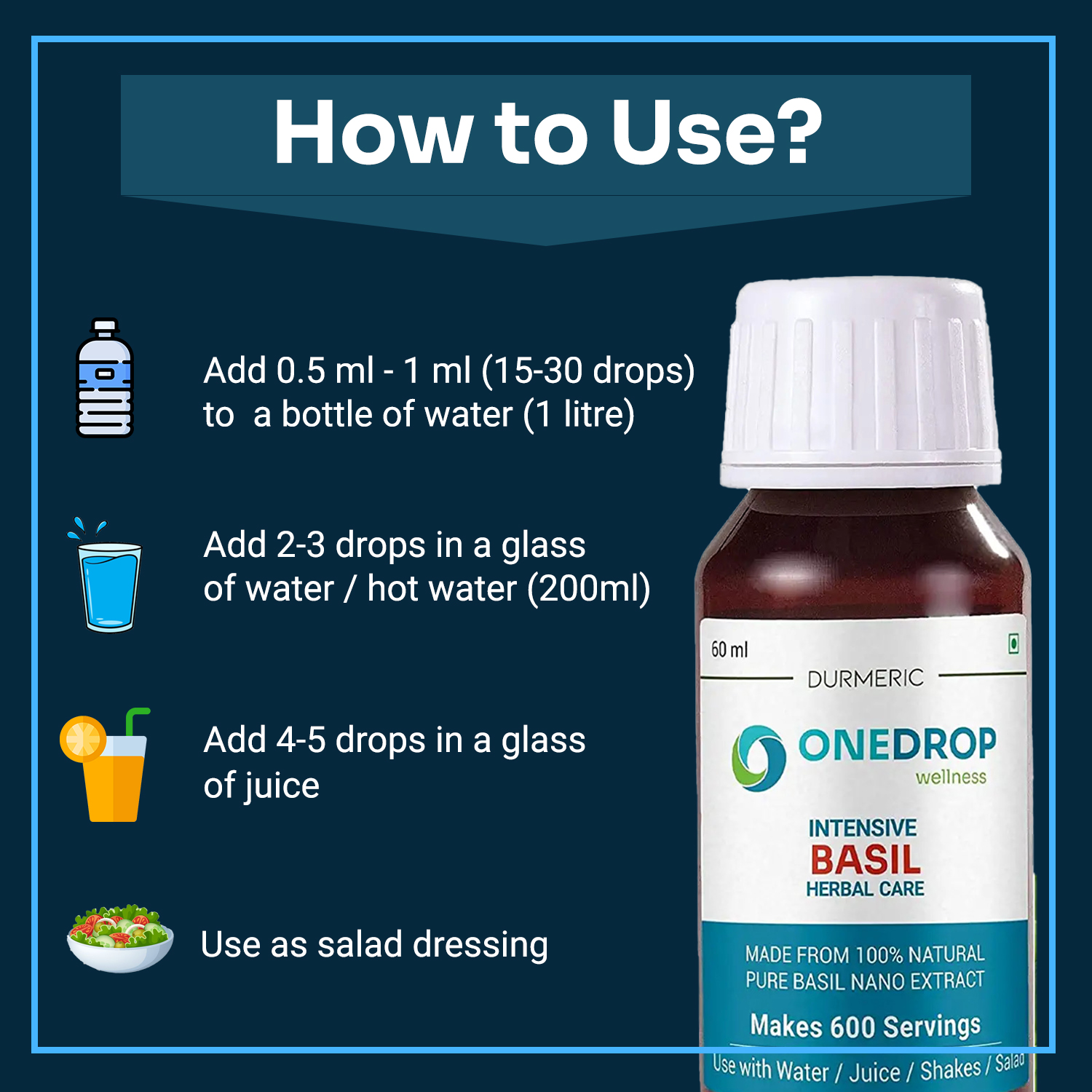 Durmeric Onedrop Intensive Basil Herbal Drops - 60Ml