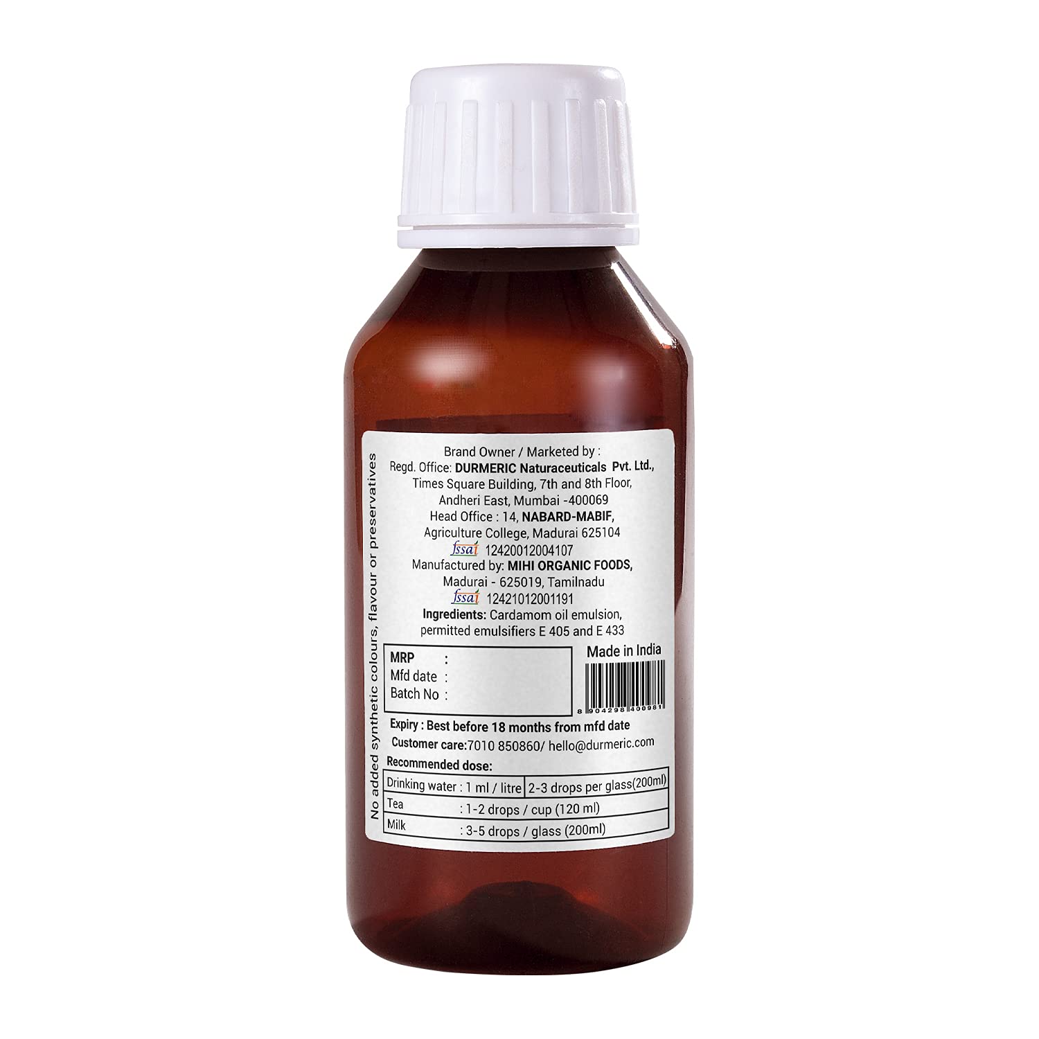 Durmeric Onedrop Intensive Cardamom Herbal Drops - 60 Ml 