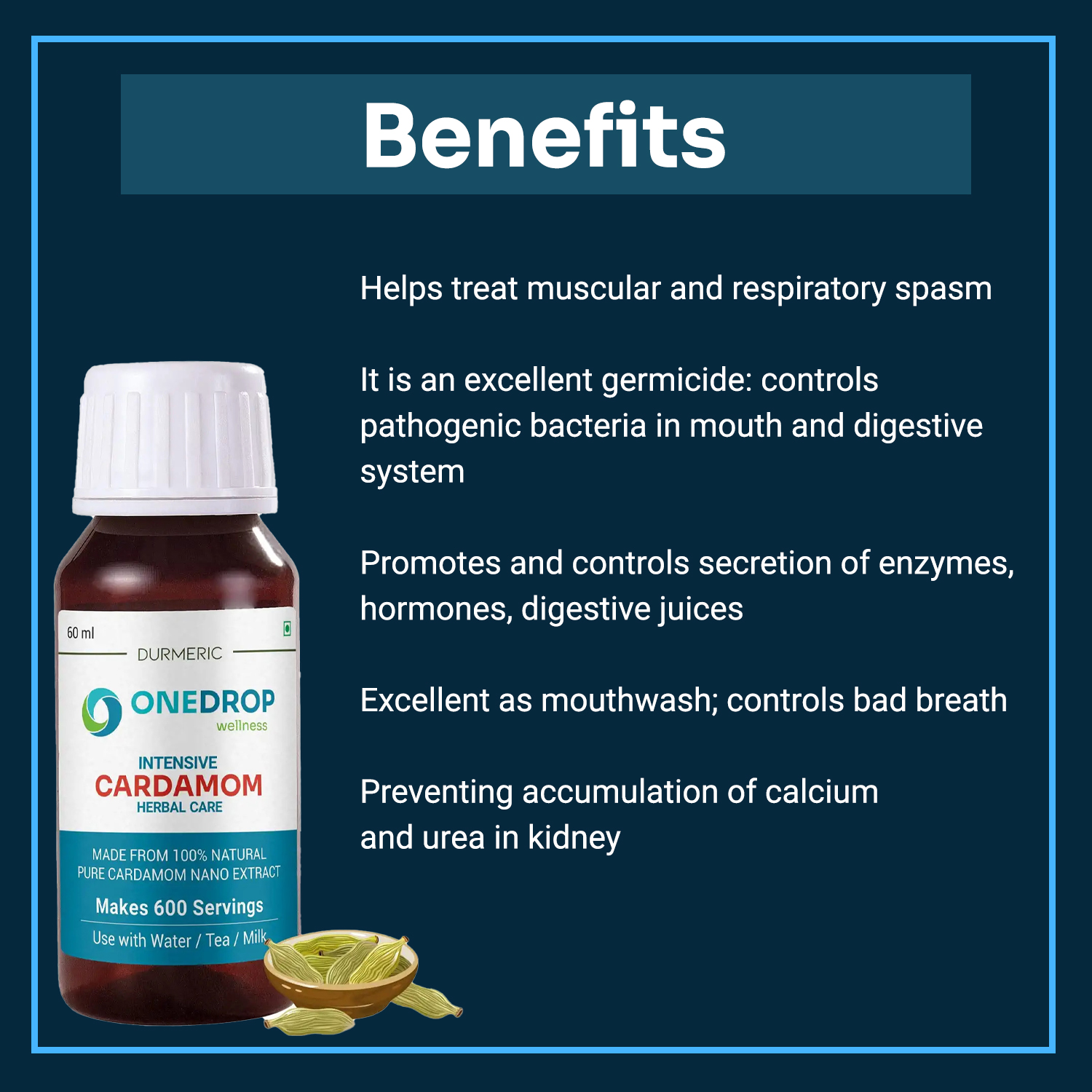 Durmeric Onedrop Intensive Cardamom Herbal Drops - 60 Ml 