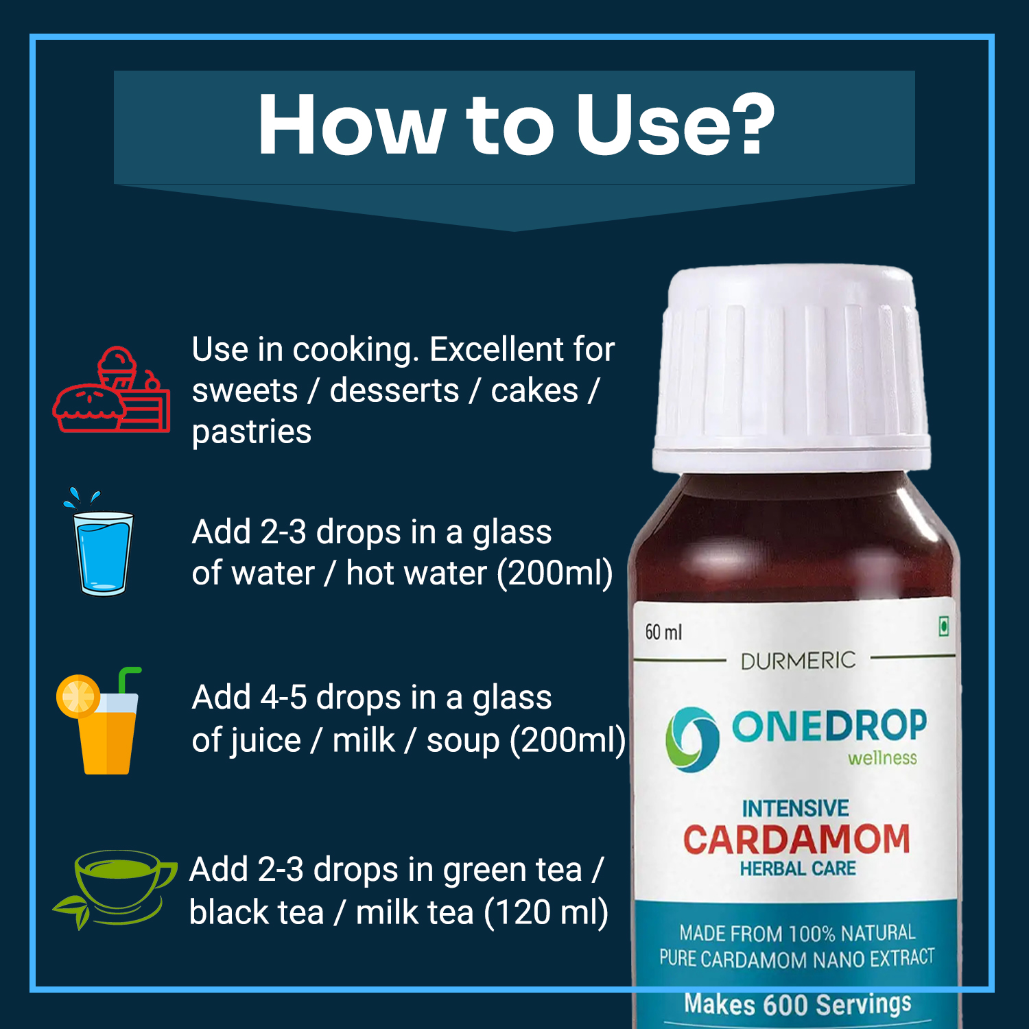 Durmeric Onedrop Intensive Cardamom Herbal Drops - 60 Ml 