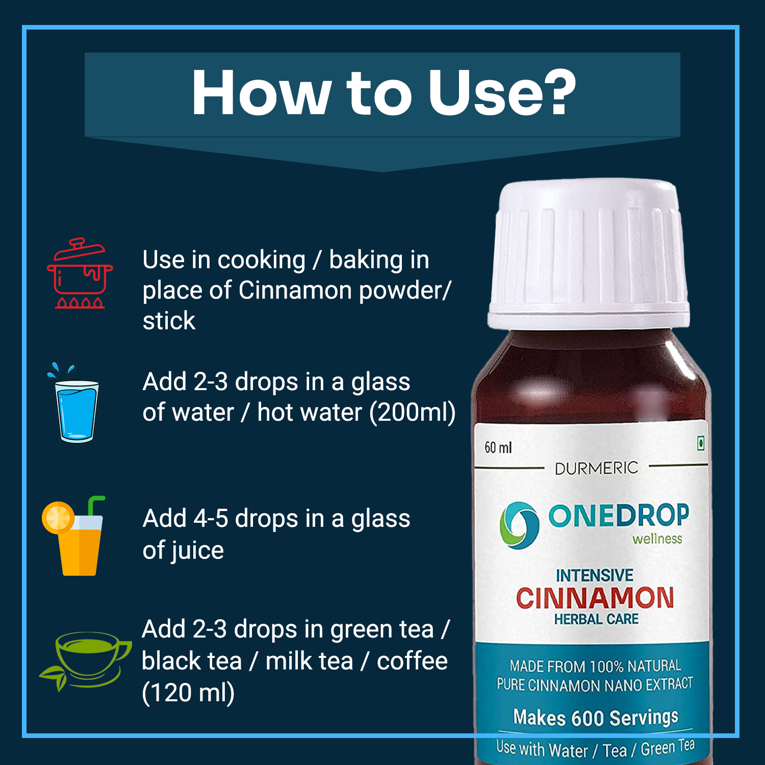 Durmeric Onedrop Intensive Cinnamon Herbal Care Drops - 60Ml 