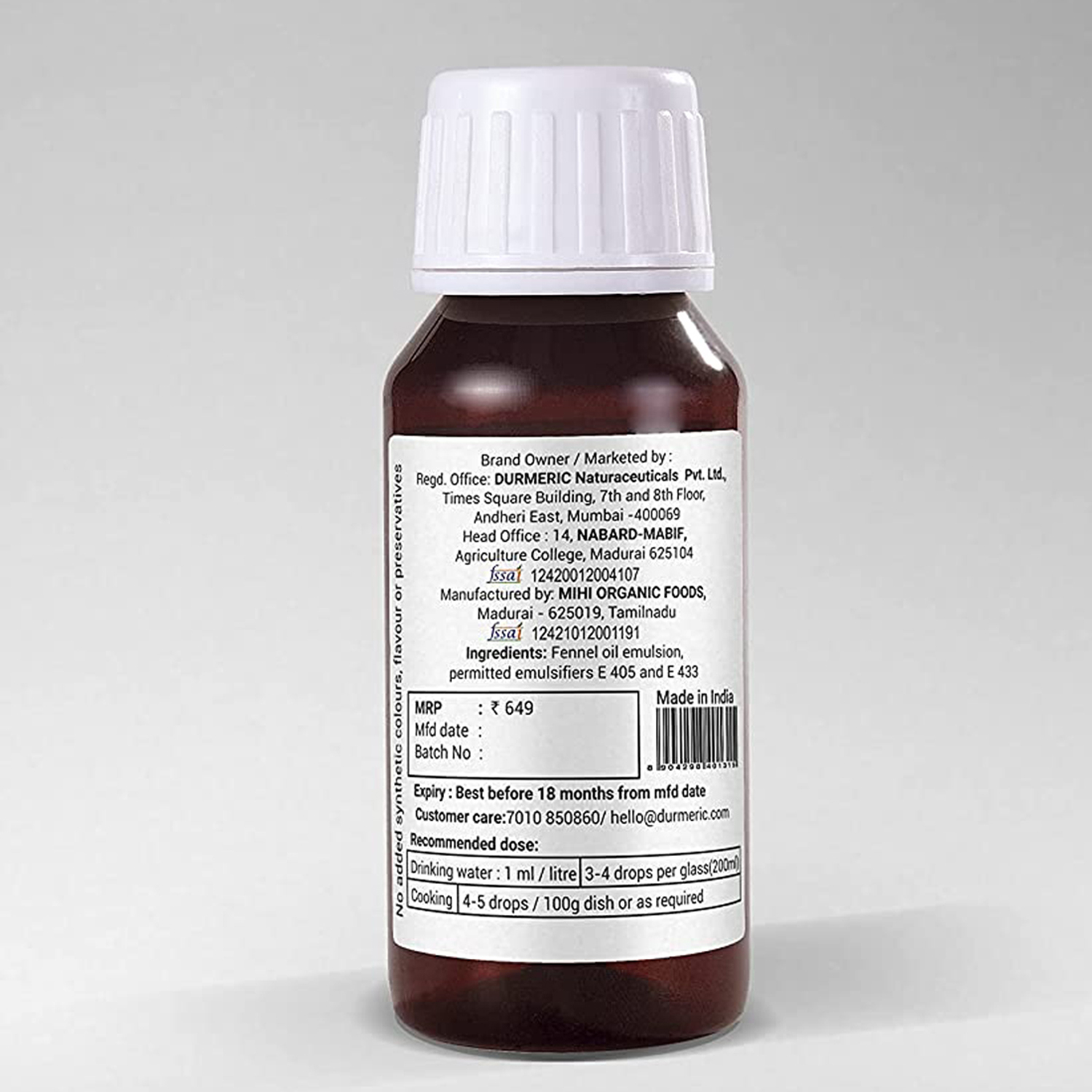 Durmeric Onedrop Fennel Seed Oil - 60 Ml