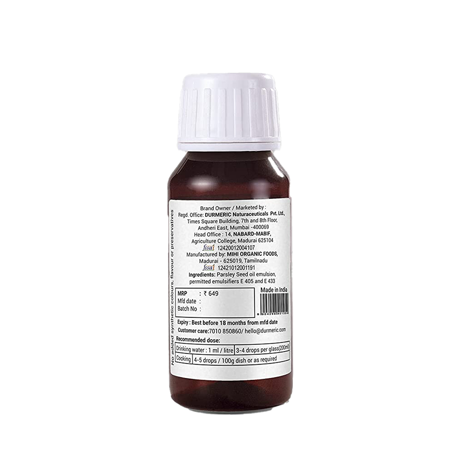 Durmeric Onedrop Parsley Seed Oil - 60 Ml