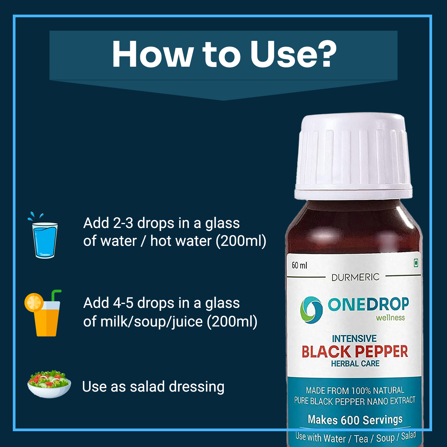 Durmeric Onedrop Intensive Black Pepper Herbal Care Drops - 60Ml