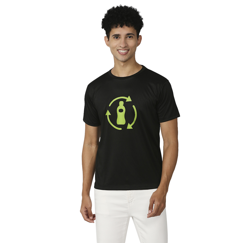 Unirec Black PET Graphic T-Shirt