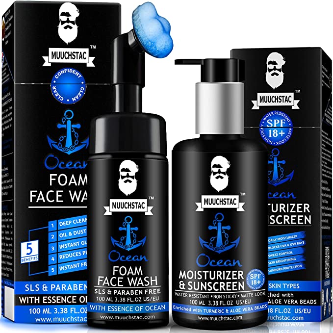 Muuchstac Ocean Foam Face Wash & Moisturizer & Sunscreen For Men