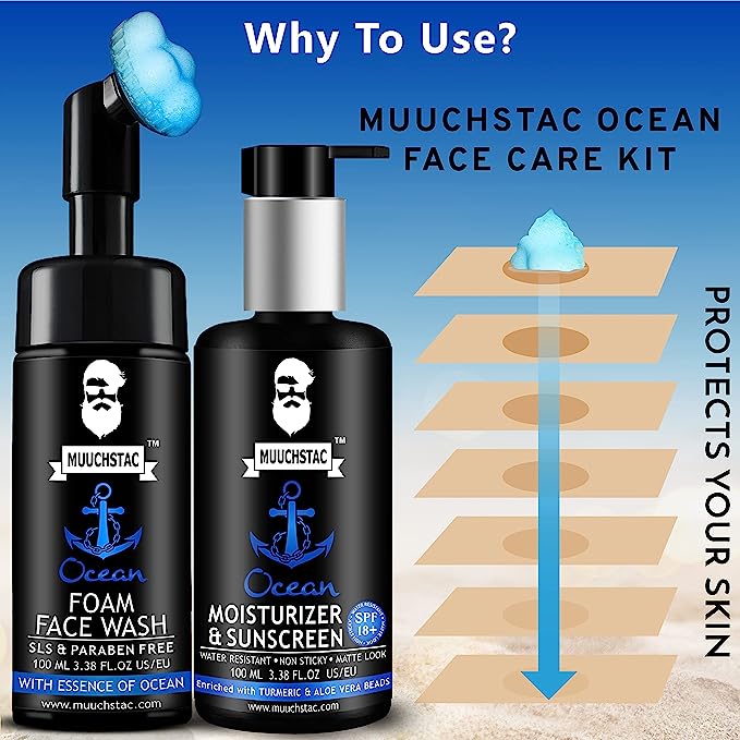 Muuchstac Ocean Foam Face Wash & Moisturizer & Sunscreen For Men