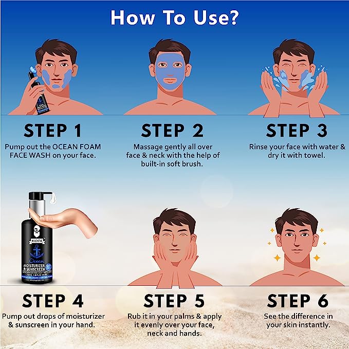 Muuchstac Ocean Foam Face Wash & Moisturizer & Sunscreen For Men