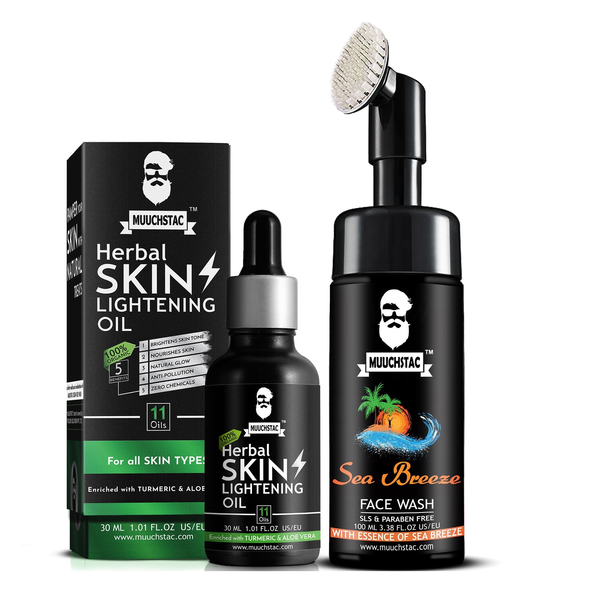 Muuchstac Combo - Herbal Skin Lightening Oil 30 Ml And Sea Breeze Foam Face Wash