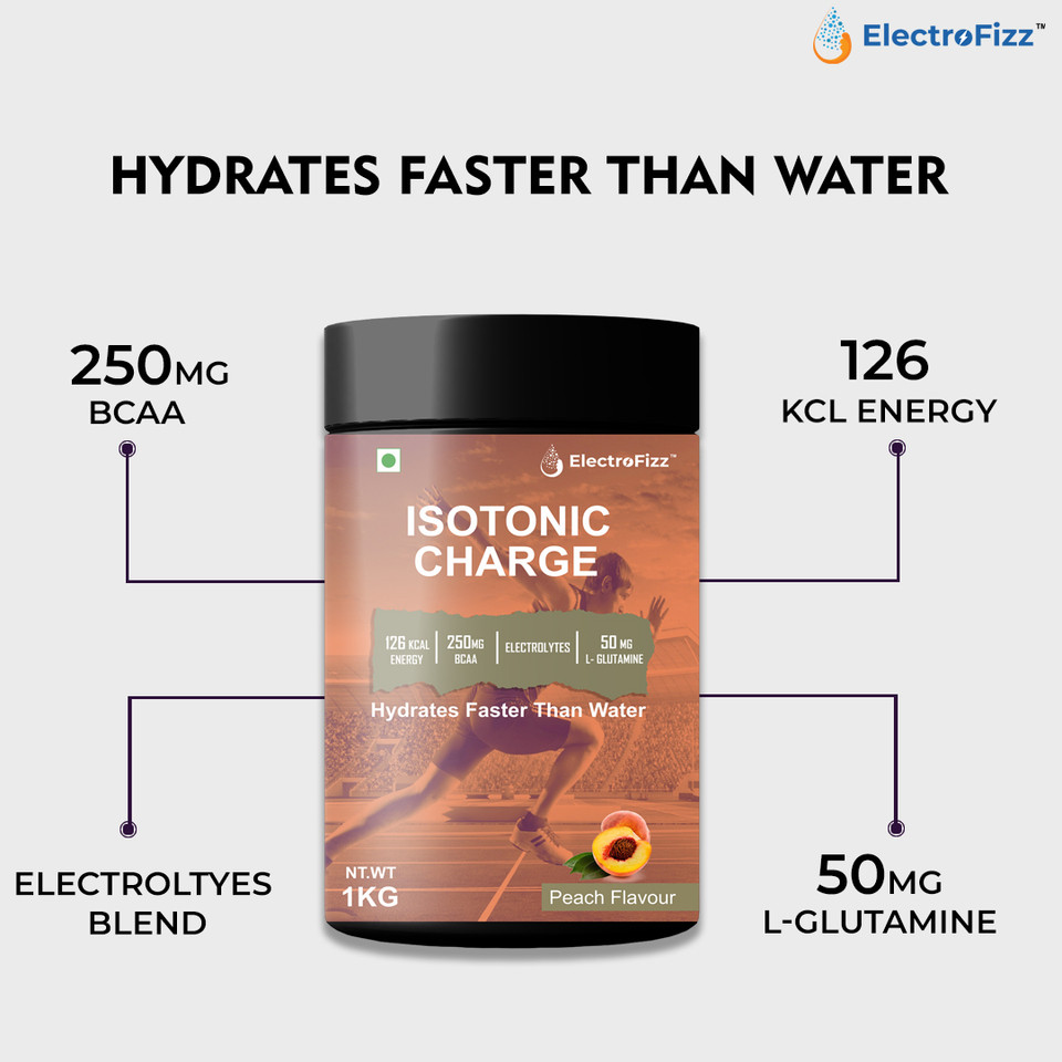 ElectroFizz Isotonic Energy Drink Powder For Endurance Sports & Fitness Activities, 1 Kg Peach