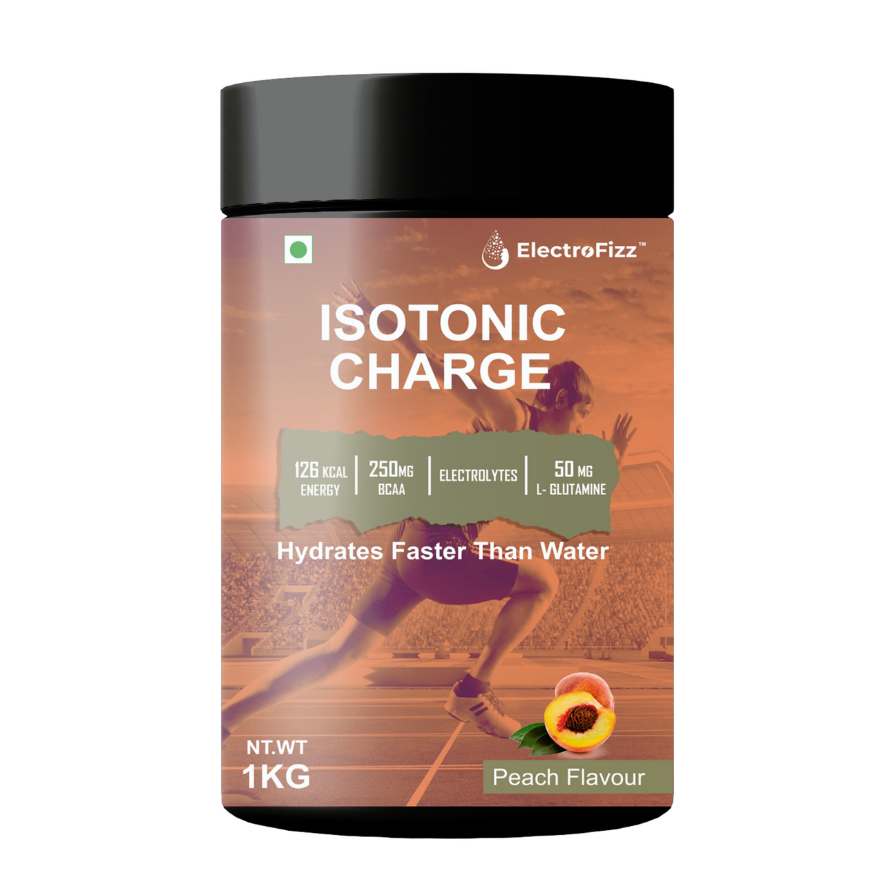 ElectroFizz Isotonic Energy Drink Powder For Endurance Sports & Fitness Activities, 1 Kg Peach