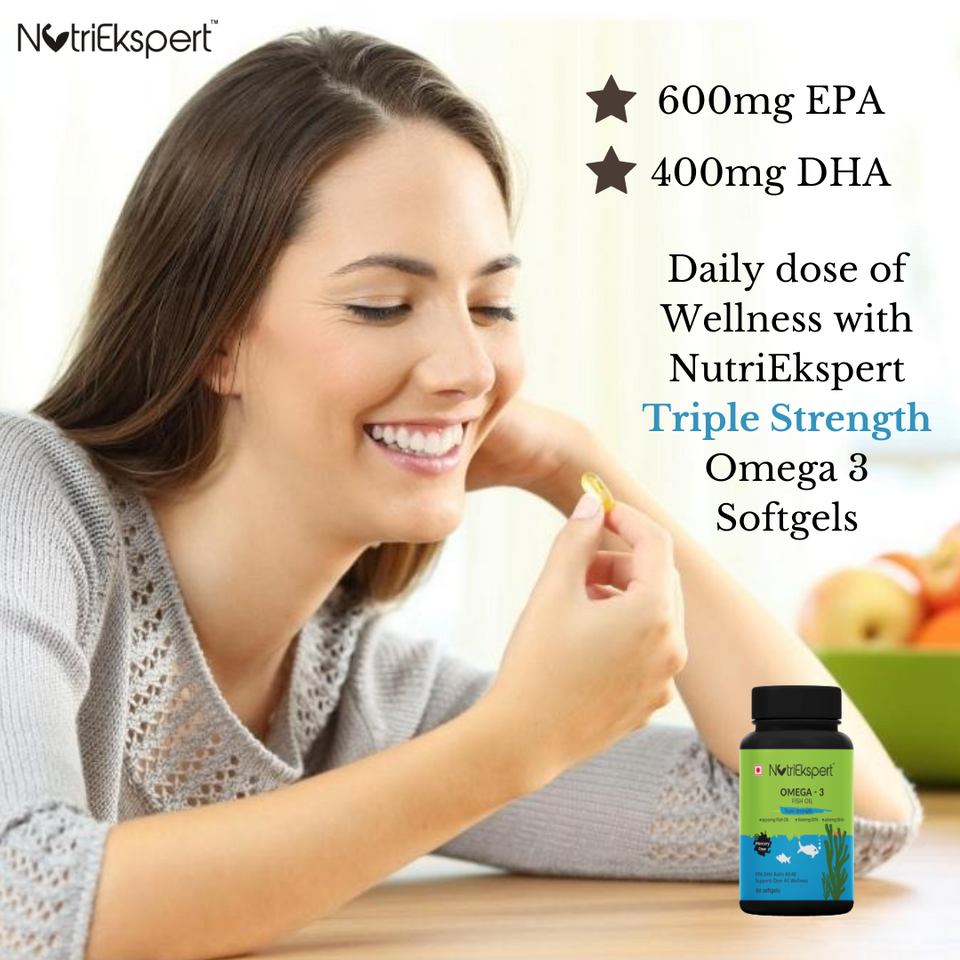NutriEkspert Triple Strength Omega 3 Fish Oil 1650mg With 600Mg EPA & 400Mg DHA - 60 Softgels