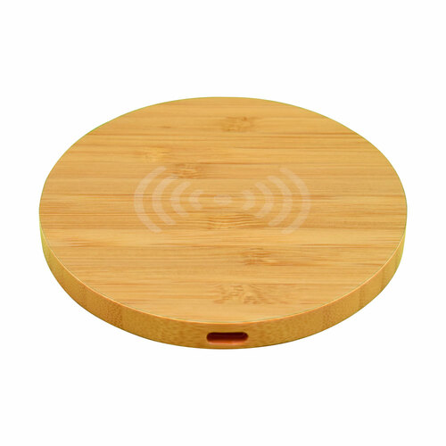 EKMATRA Olive 15W Round Wireless Bamboo Charger