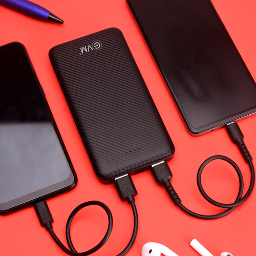 EKMATRA EVM White Enzest 10000 MAh Powerbank EK1216 Black