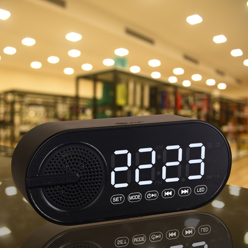 EKMATRA EVM Enclock Black Bluetooth Speaker With LED Clock