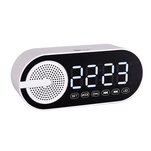 EKMATRA EVM Enclock Black Bluetooth Speaker With LED Clock (White)