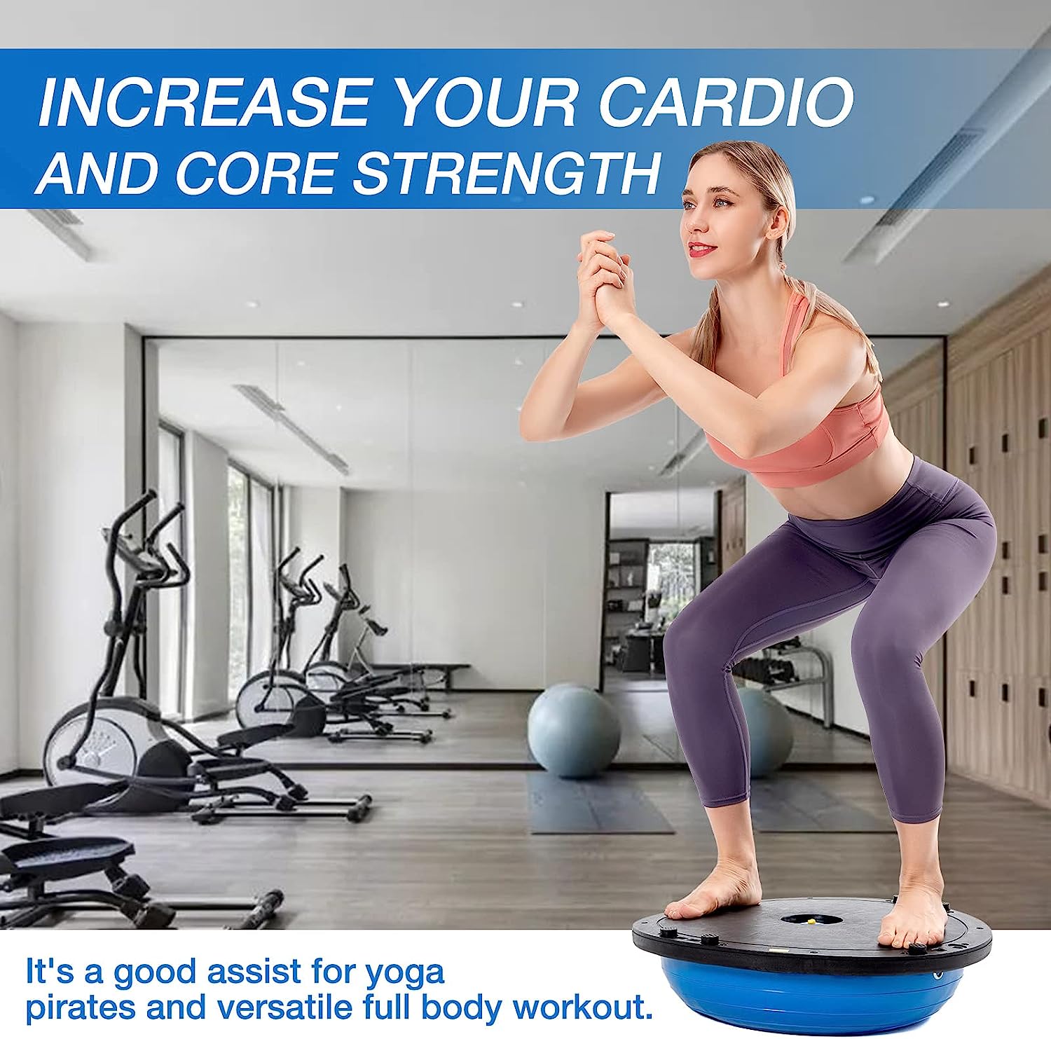 Healthtrek Anti Burst & Anti-Slip Balance Trainer Halt Stability Exercise Ball(60cm) 