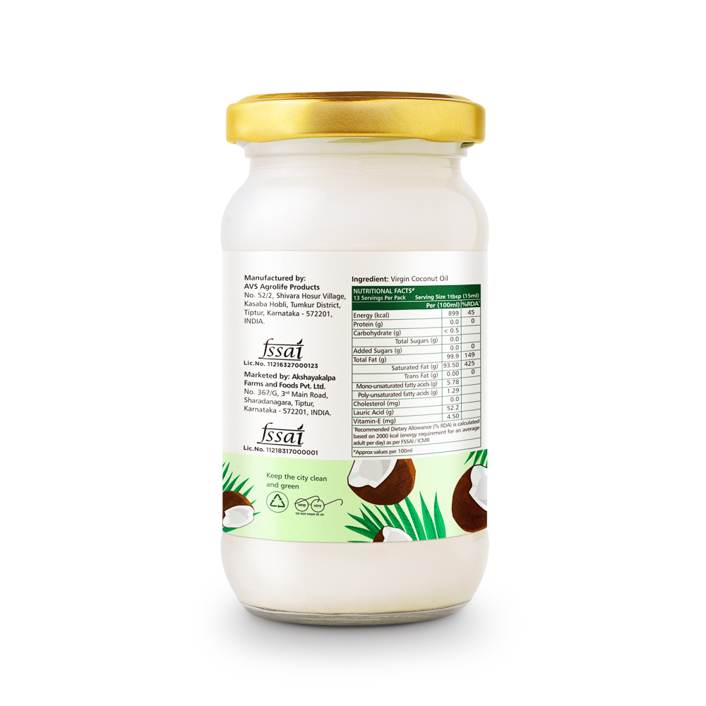 Akshayakalpa Organic Cold Pressed Virgin Coconut Oil (200ml)