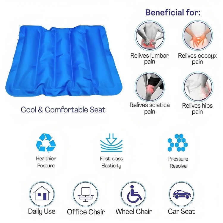 Healthtrek Cooling Gel Seat Cushion For Office Char Car Seat 