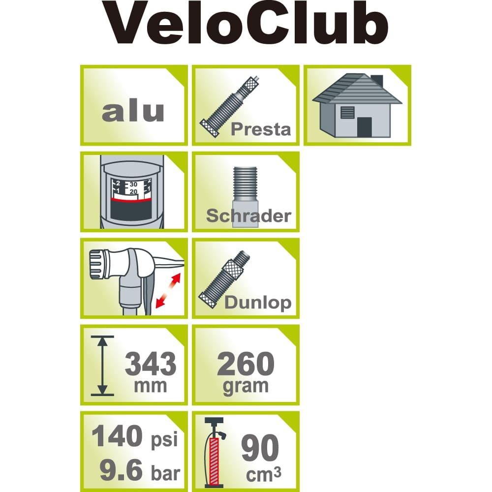 IceToolz A351 VeloClub High Pressure Alu Mini Floor Pump