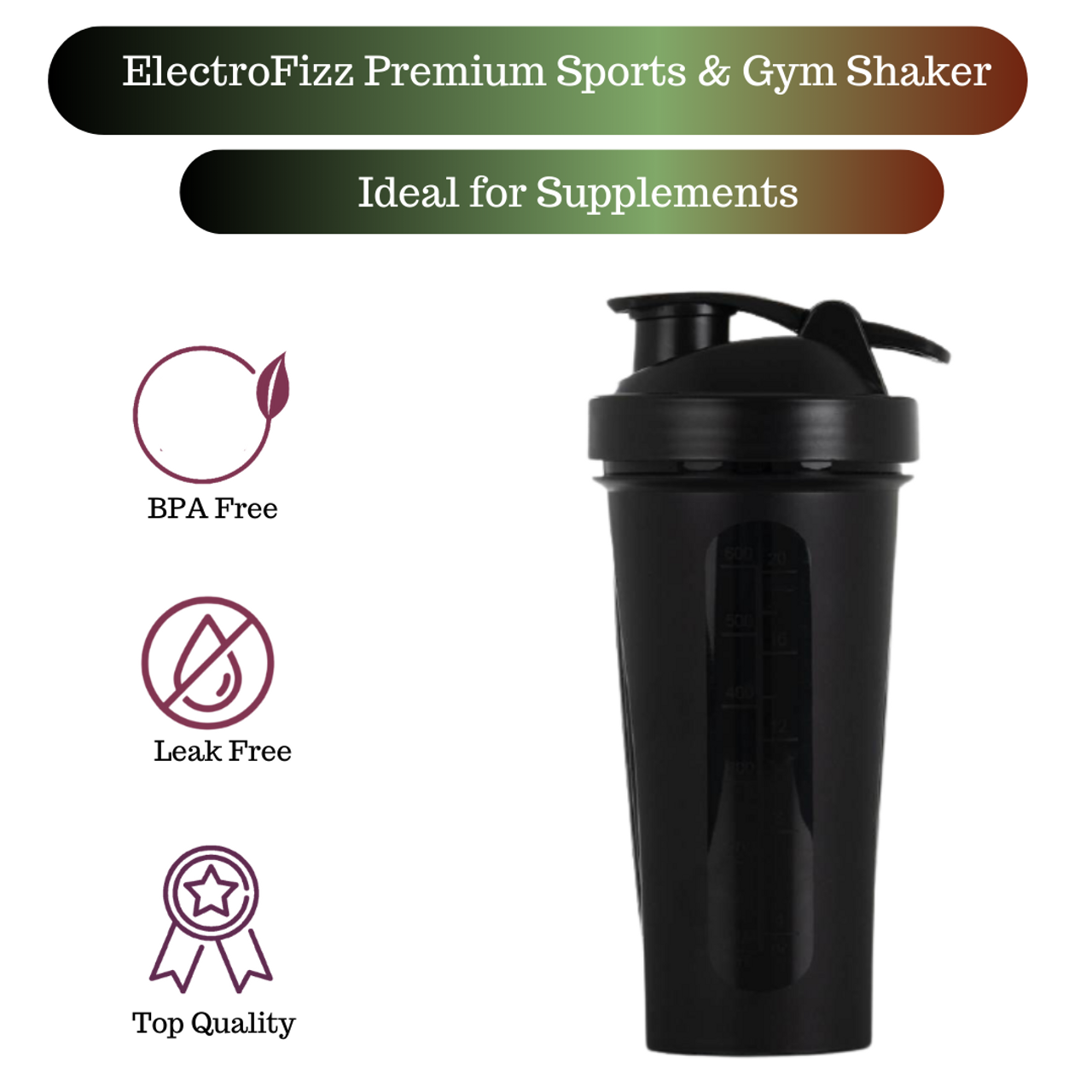 PawaHy Gym Shaker Bottle, 1-Piece, 700ml-Black