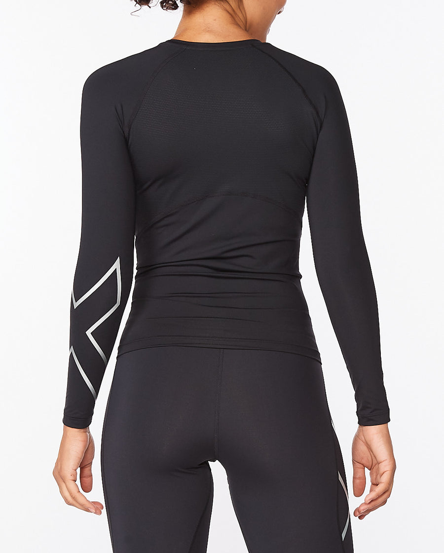 2XU Women's Core Compression Long Sleeve-Black/Silver WA6401a