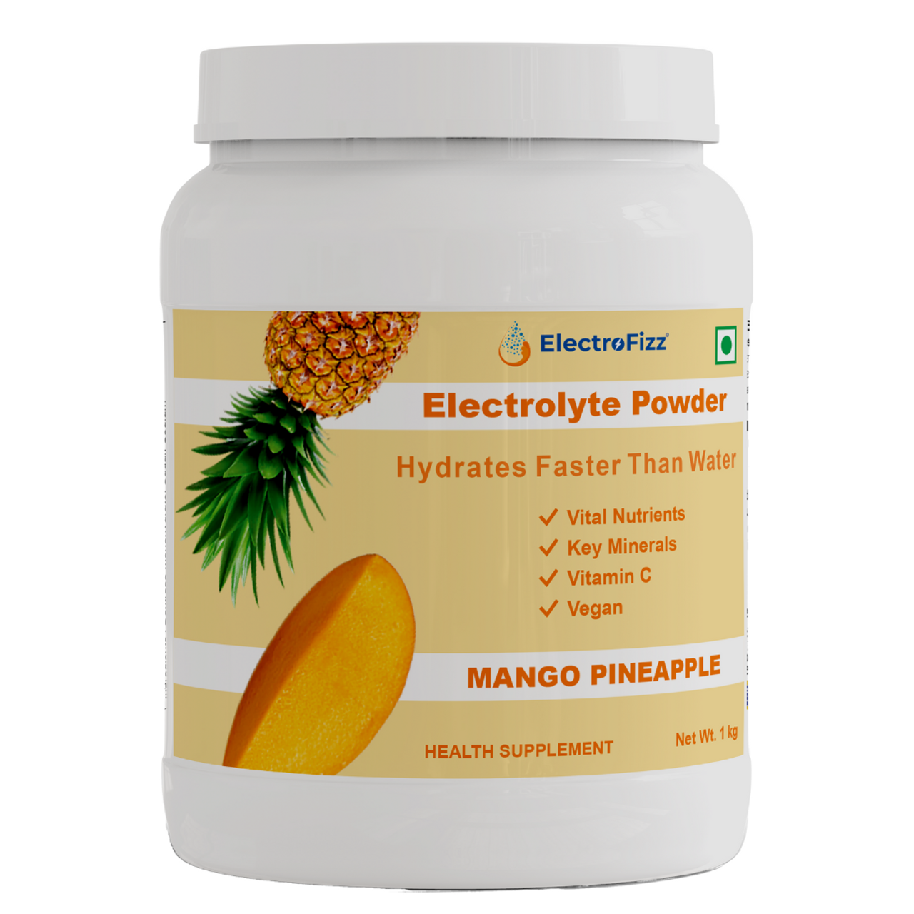 ElectroFizz Instant Hydration Drink Powder, Electrolytes, Vitamin C, Probiotics- Mango Pineapple 1Kg