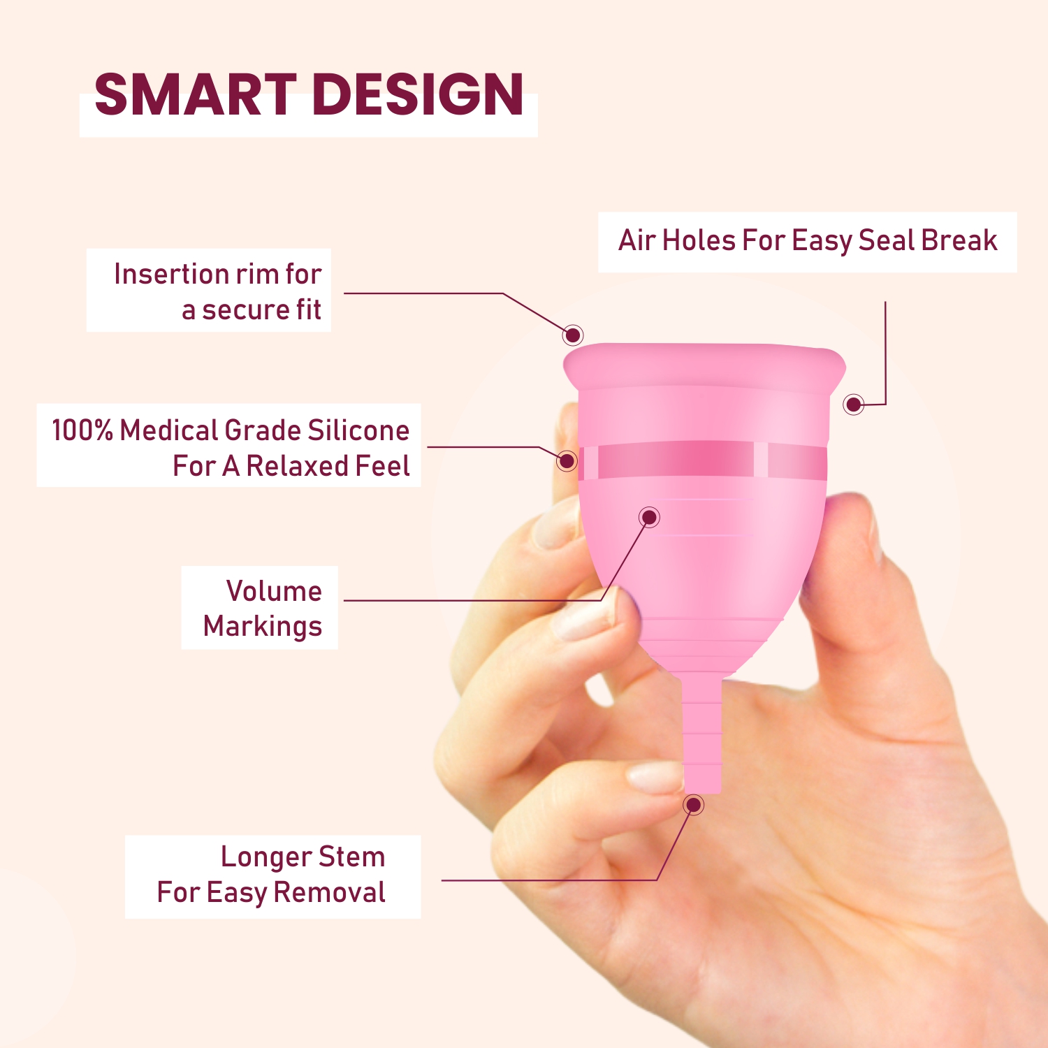 GynoCup Menstrual Cup & Sterilizer Container For Women Safe, Easy-To-Use & Comfortable (Pink)