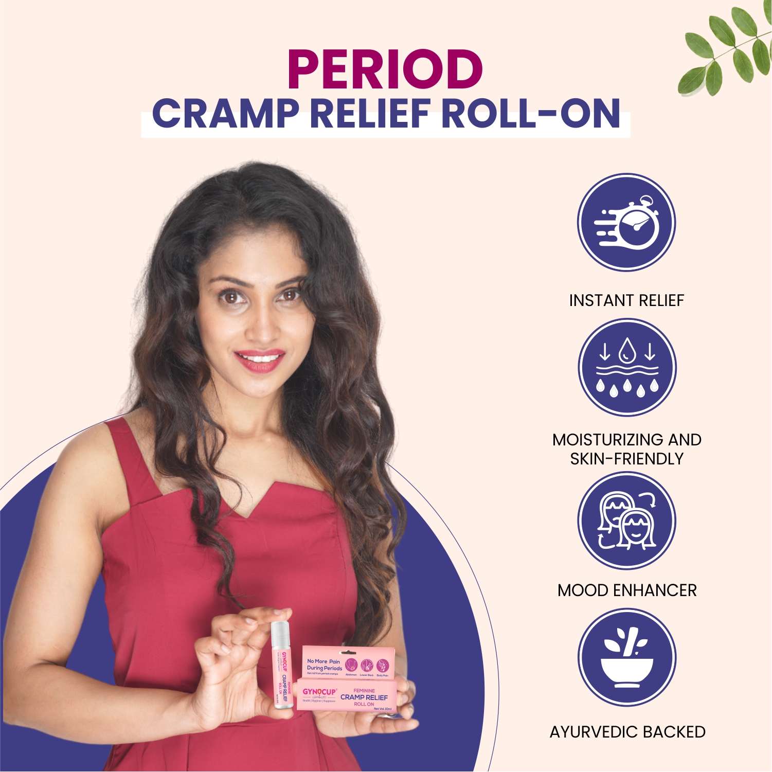 GynoCup Feminine Cramp Relief Roll On All In One (Periods, Lower Back Pain & Body Pain)