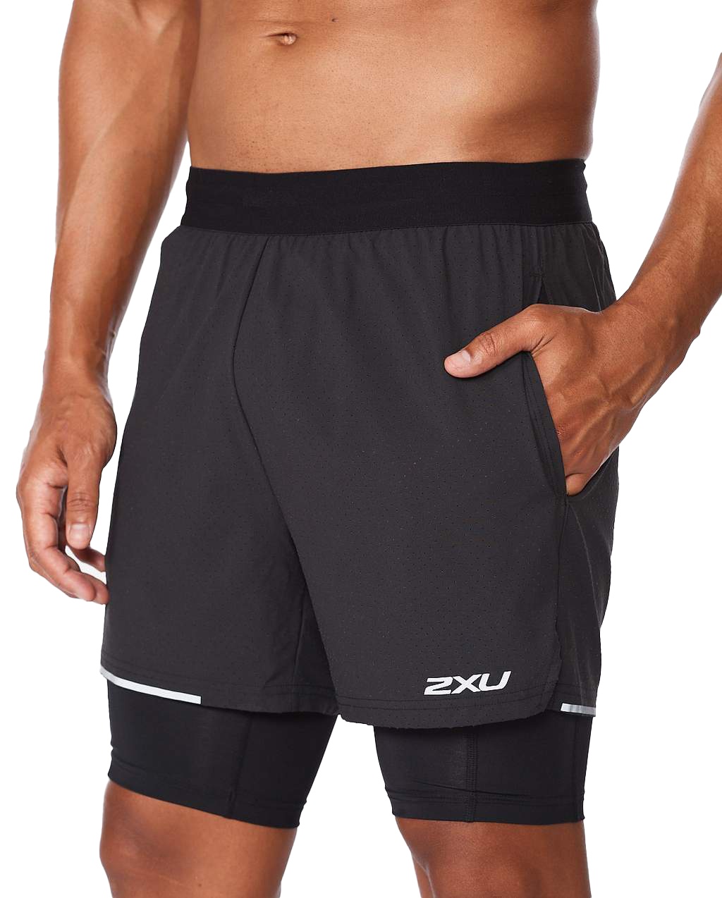 2XU Aero2-in1 5 Inch Shorts BLK/SIL REF MR6535B